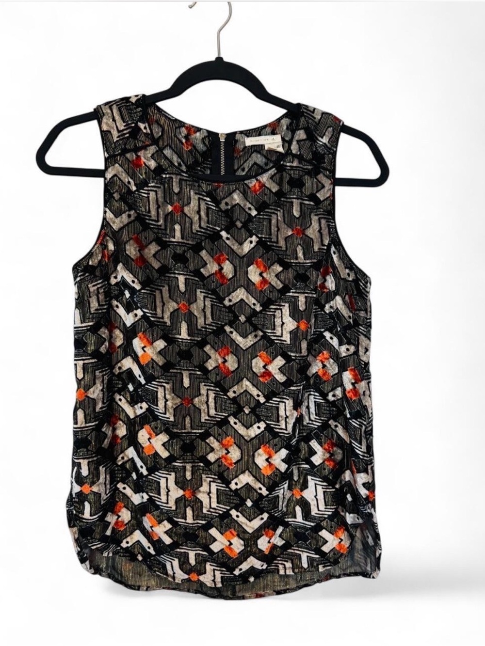 Anthropologie Tank Top Metallic Geometric XS Meadow Rue Art Deco